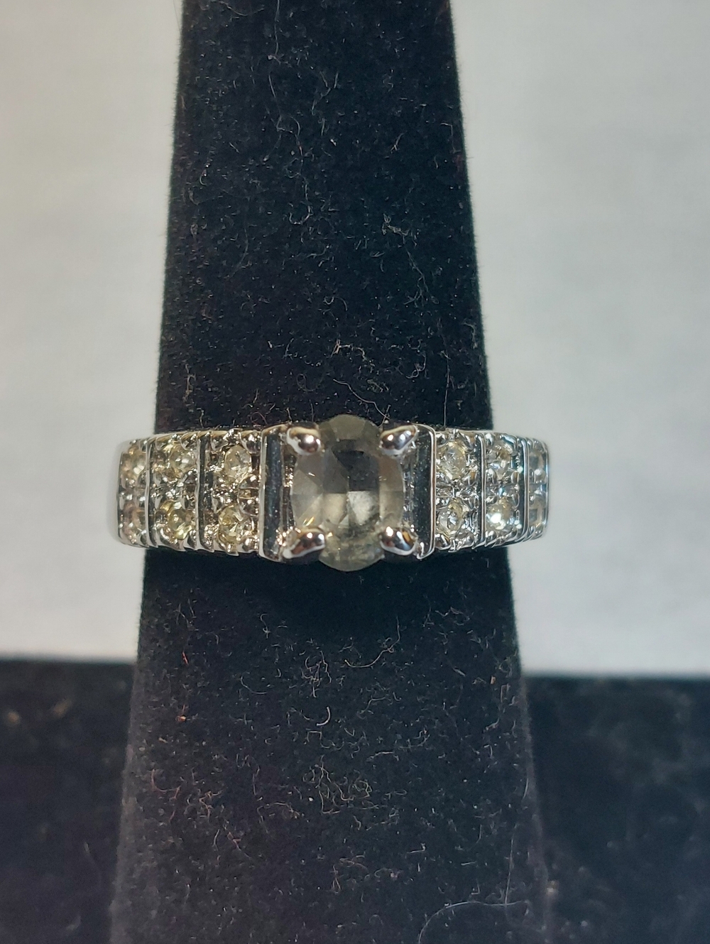 Vintage White Gold GEP Rhinestone Statement Ring NWT